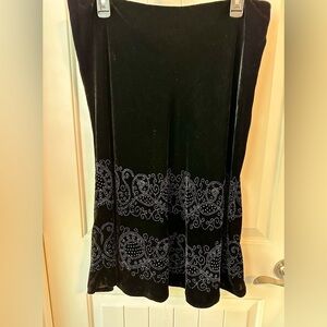 White House, Black Market Black Velvet A-line skirt with Embellishments Size 12